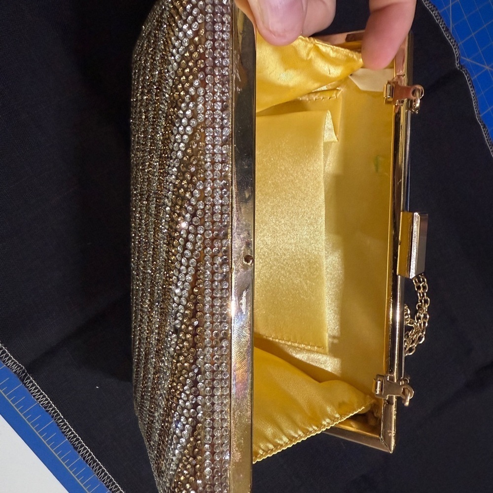 Vintage Gold and Silver Crystal Rhinestone Chain Clutch - Picture 4 of 5